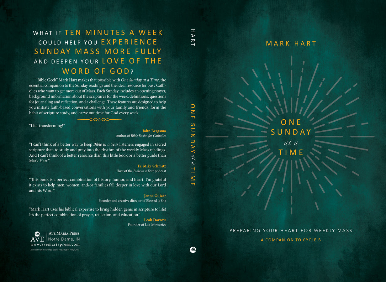 1-64680-265-9_cov.jpg,Full book cover for One Sunday at a Time,Full book cover for One Sunday at a Time: Preparing Your Heart for Weekly Mass for liturgical year Cycle B by Mark Hart