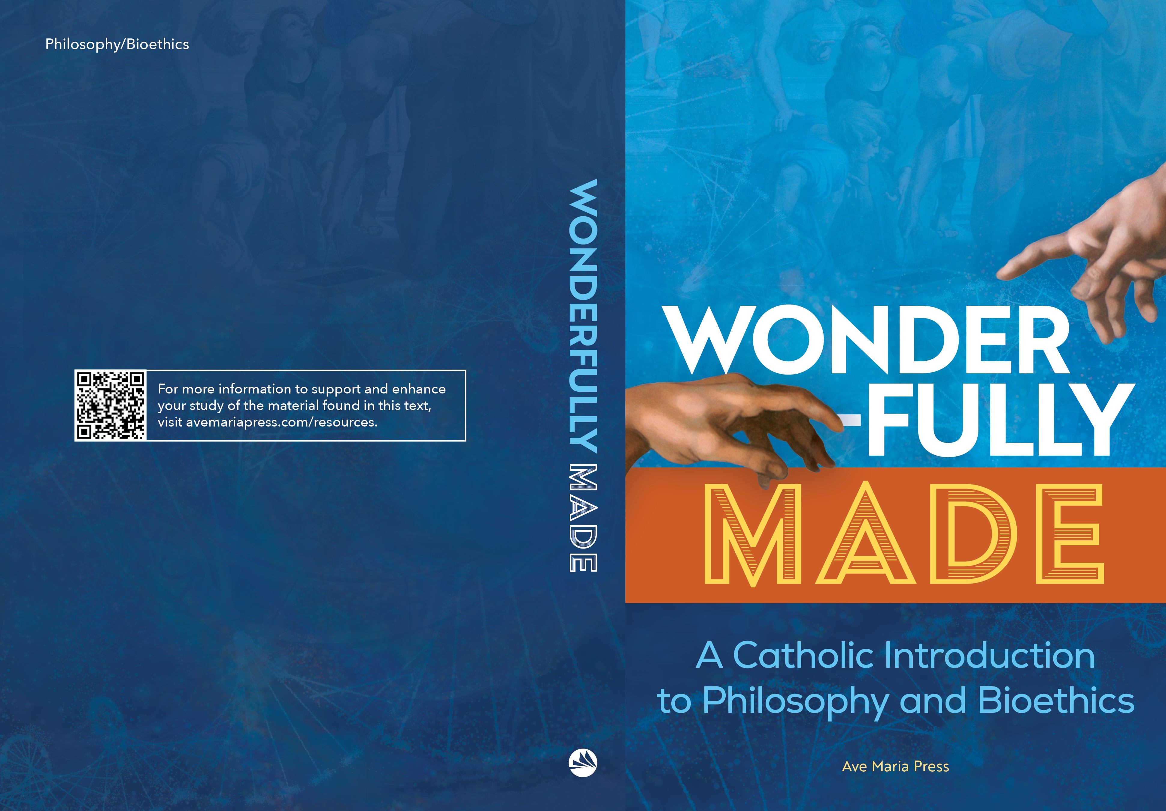 Full cover for Wonderfully Made A Catholic Introduction to Philosophy and Bioethics by Ave Maria Press.